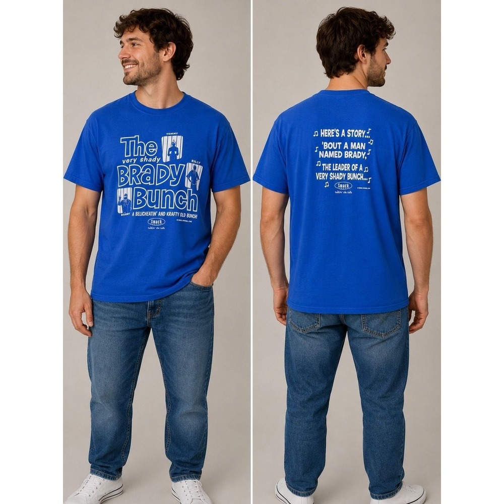 Smack Apparel The Very Shady Brady Bunch Tee Men's XL Blue Patriots Parody NFL